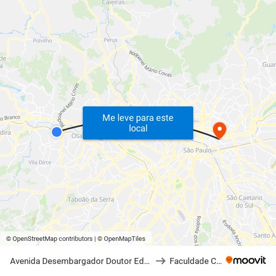 Avenida Desembargador Doutor Eduardo Cunha de Abreu to Faculdade Cantareira map