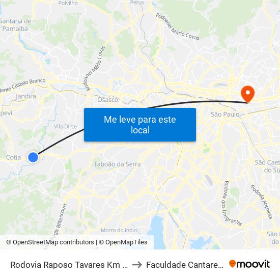 Rodovia Raposo Tavares Km 30 to Faculdade Cantareira map