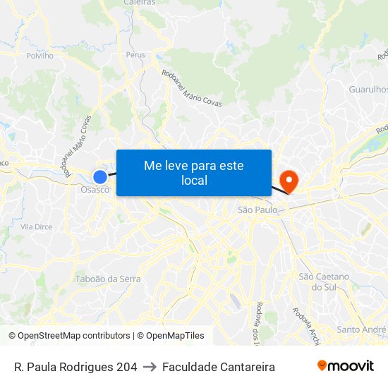 R. Paula Rodrigues 204 to Faculdade Cantareira map