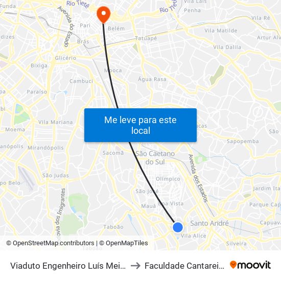 Viaduto Engenheiro Luís Meira to Faculdade Cantareira map