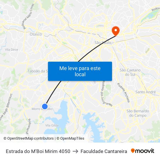 Estrada do M'Boi Mirim 4050 to Faculdade Cantareira map