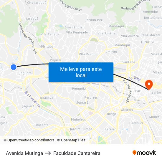 Avenida Mutinga to Faculdade Cantareira map