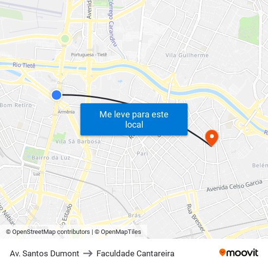 Av. Santos Dumont to Faculdade Cantareira map