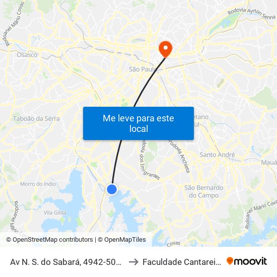 Av N. S. do Sabará, 4942-5030 to Faculdade Cantareira map