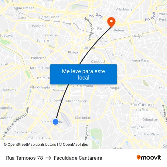 Rua Tamoios 78 to Faculdade Cantareira map