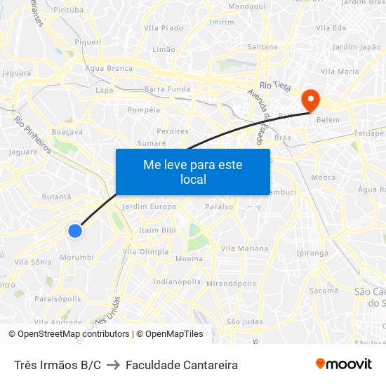 Três Irmãos B/C to Faculdade Cantareira map