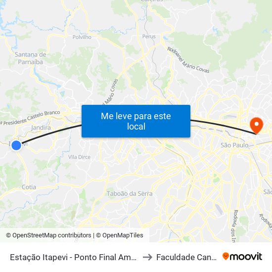 Estação Itapevi - Ponto Final Amador Bueno to Faculdade Cantareira map