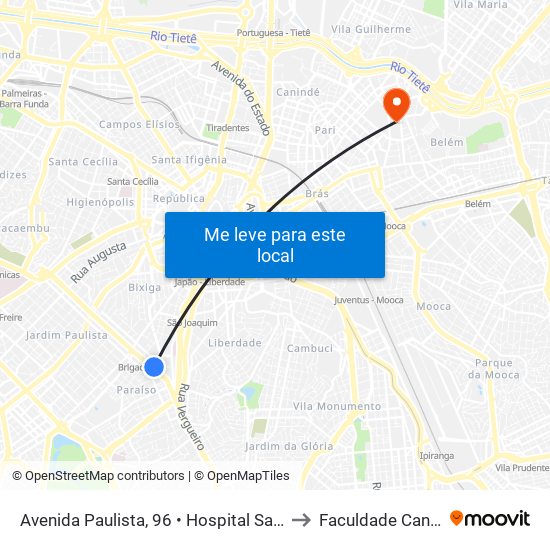 Avenida Paulista, 96 • Hospital Santa Catarina to Faculdade Cantareira map