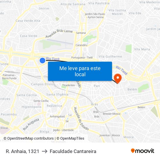 R. Anhaia, 1321 to Faculdade Cantareira map