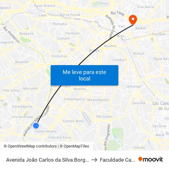Avenida João Carlos da Silva Borges 1176, 1180 to Faculdade Cantareira map