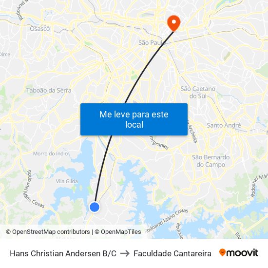 Hans Christian Andersen B/C to Faculdade Cantareira map