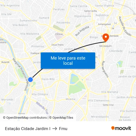 Estação Cidade Jardim I to Fmu map