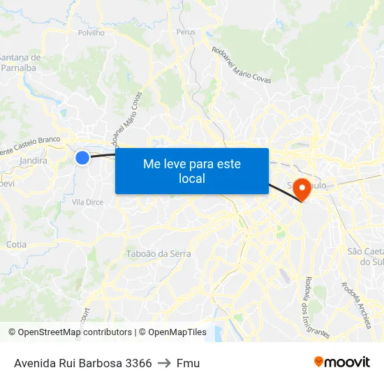 Avenida Rui Barbosa 3366 to Fmu map