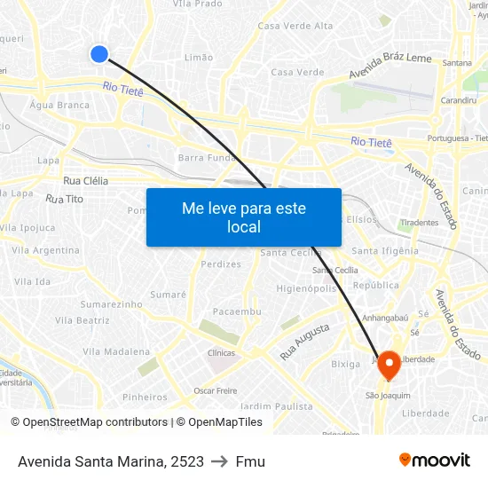 Avenida Santa Marina, 2523 to Fmu map