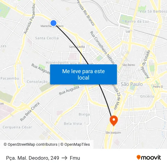 Pça. Mal. Deodoro, 249 to Fmu map