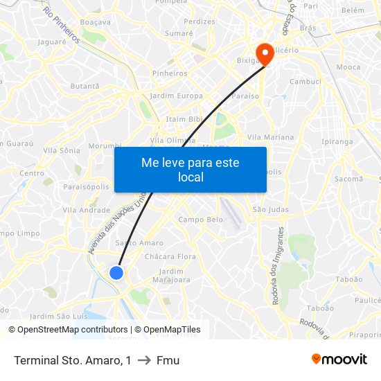 Terminal Sto. Amaro, 1 to Fmu map