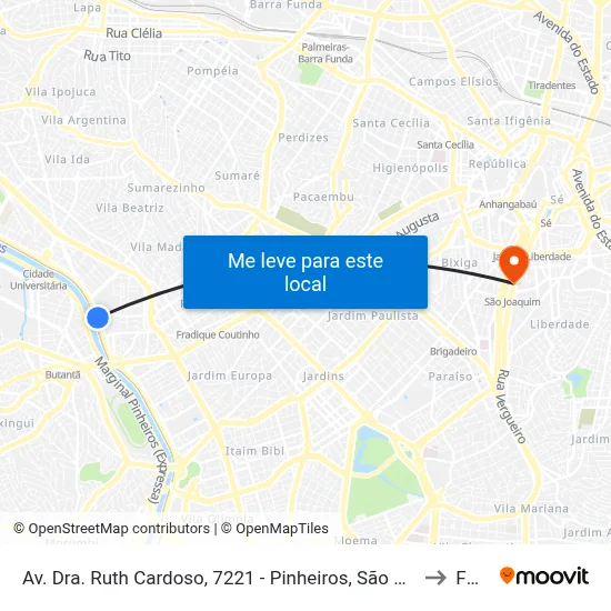 Av. Dra. Ruth Cardoso, 7221 - Pinheiros, São Paulo to Fmu map