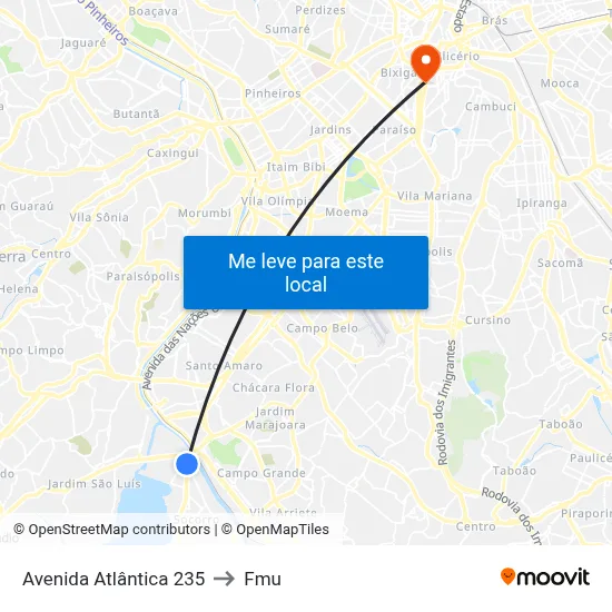 Avenida Atlântica 235 to Fmu map