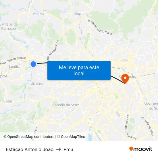 Estação Antônio João to Fmu map