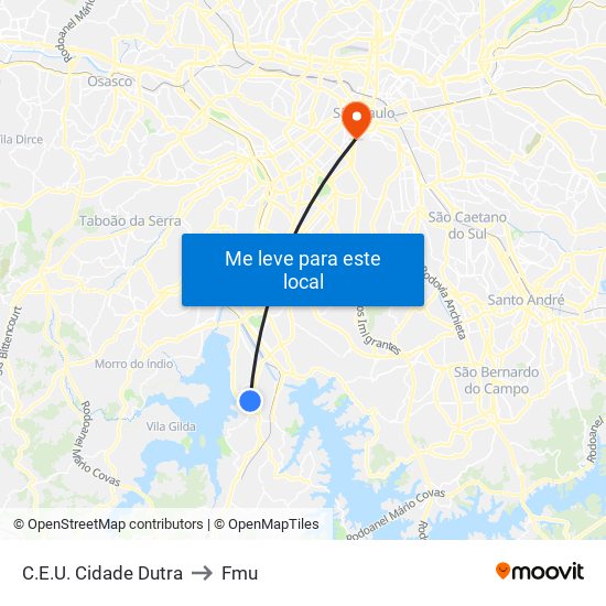 C.E.U. Cidade Dutra to Fmu map
