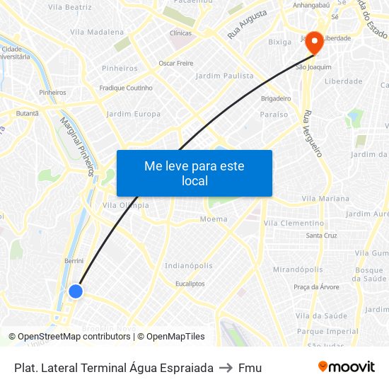 Plat. Lateral Terminal Água Espraiada to Fmu map