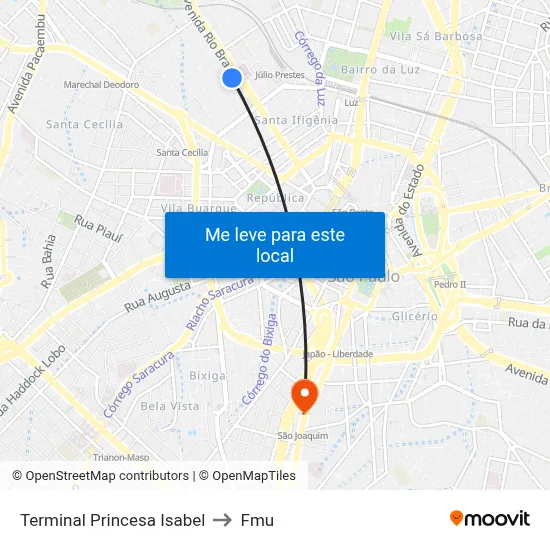 Terminal Princesa Isabel to Fmu map