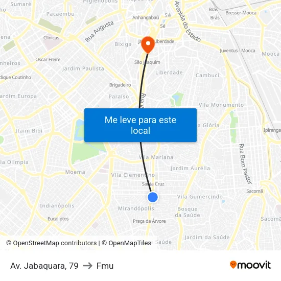 Av. Jabaquara, 79 to Fmu map