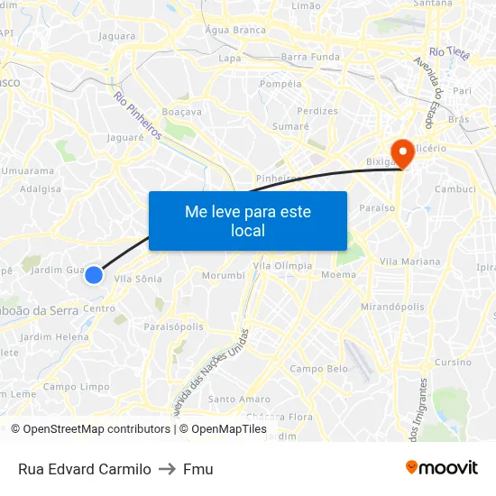 Rua Edvard Carmilo to Fmu map