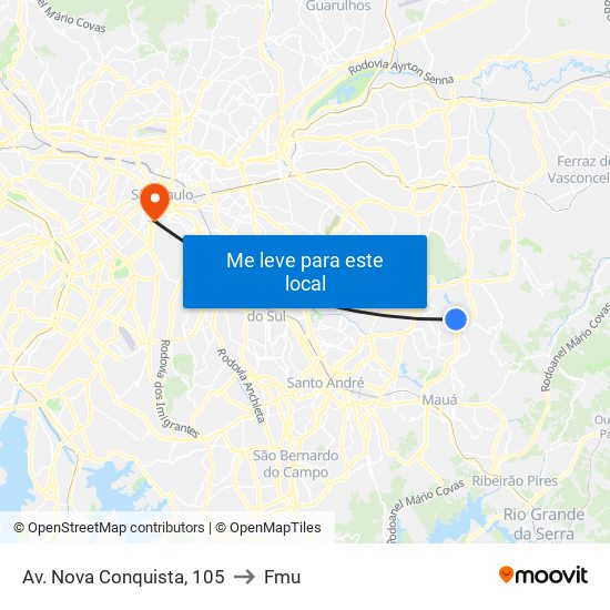 Av. Nova Conquista, 105 to Fmu map