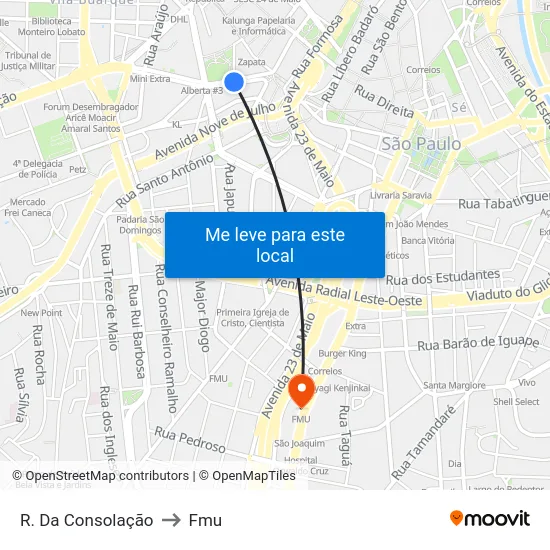 R. Da Consolação to Fmu map