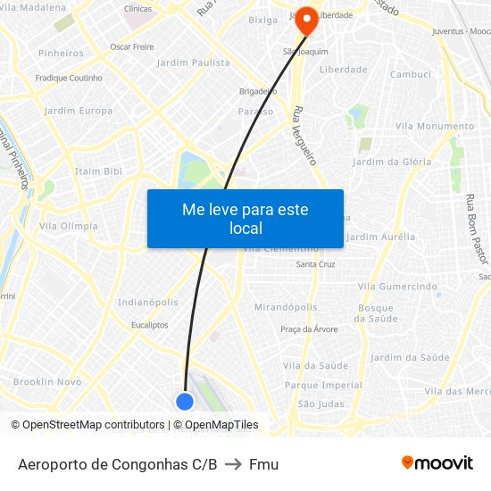 Aeroporto de Congonhas C/B to Fmu map