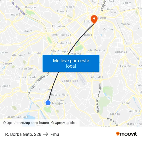 R. Borba Gato, 228 to Fmu map