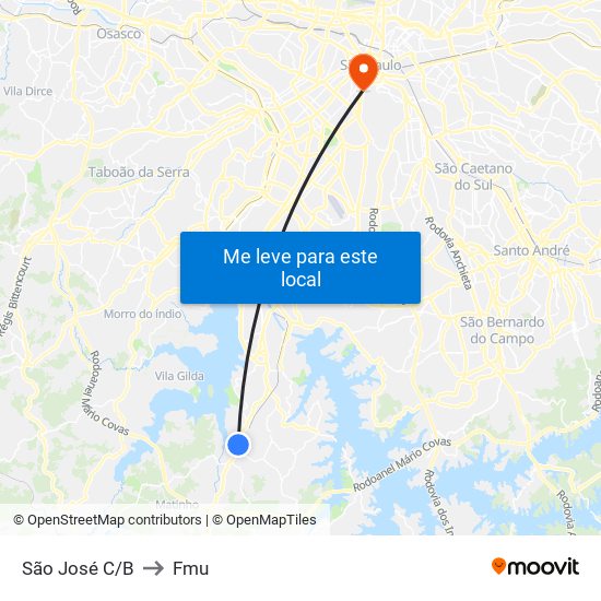 São José C/B to Fmu map