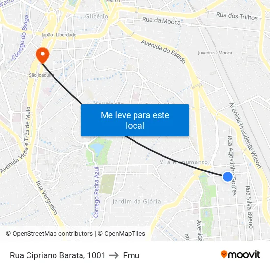 Rua Cipriano Barata, 1001 to Fmu map