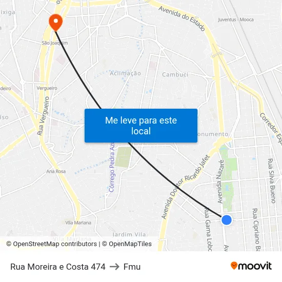 Rua Moreira e Costa 474 to Fmu map
