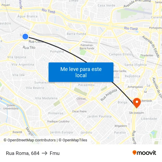 Rua Roma, 684 to Fmu map