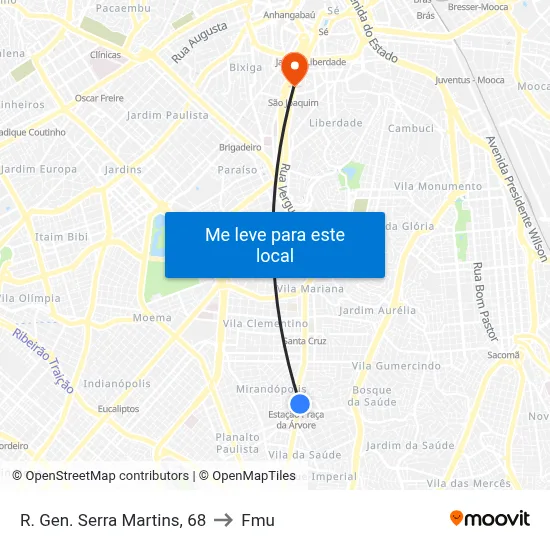 R. Gen. Serra Martins, 68 to Fmu map