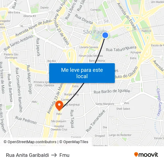 Rua Anita Garibaldi to Fmu map