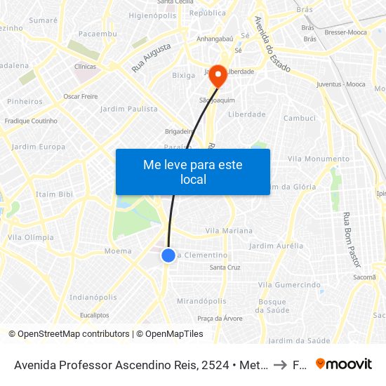 Avenida Professor Ascendino Reis, 2524 • Metrô Aacd-Servidor to Fmu map