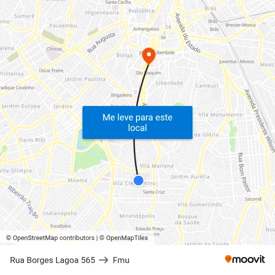 Rua Borges Lagoa 565 to Fmu map