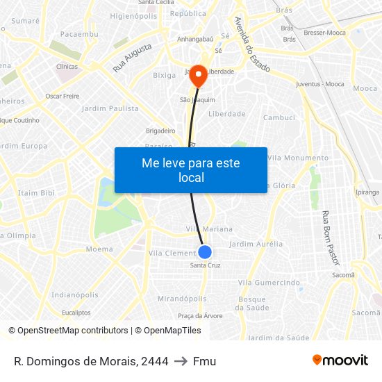 R. Domingos de Morais, 2444 to Fmu map