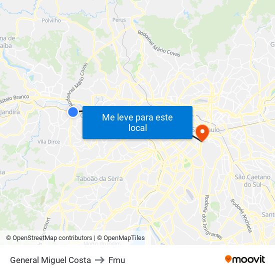 General Miguel Costa to Fmu map