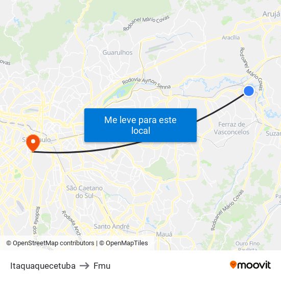 Itaquaquecetuba to Fmu map