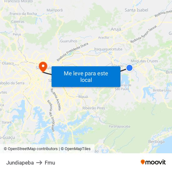 Jundiapeba to Fmu map