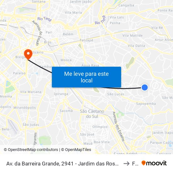Av. da Barreira Grande, 2941 - Jardim das Rosas (Zona Leste I), São Paulo to Fmu map