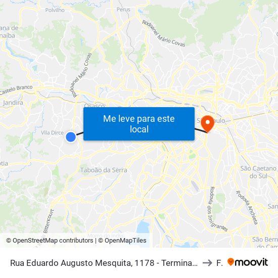 Rua Eduardo Augusto Mesquita, 1178 - Terminal da Linha 181 No Parque Santa Tereza - Jardim Elzinha, Carapicuíba to Fmu map