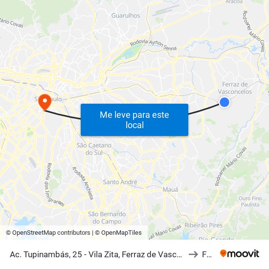 Ac. Tupinambás, 25 - Vila Zita, Ferraz de Vasconcelos to Fmu map