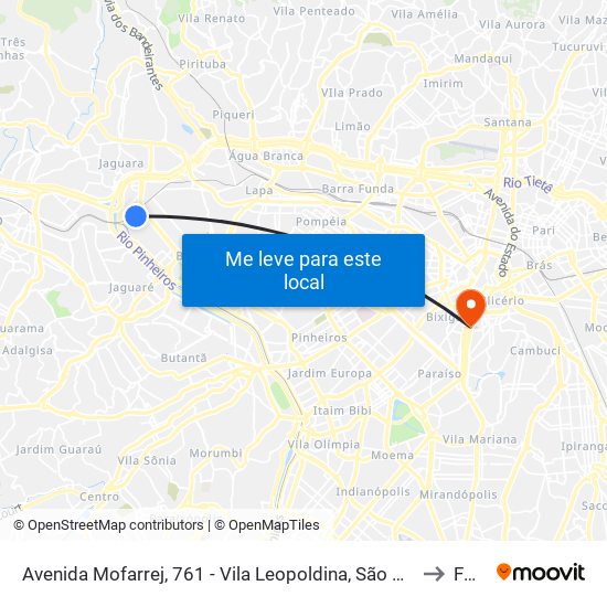 Avenida Mofarrej, 761 - Vila Leopoldina, São Paulo to Fmu map