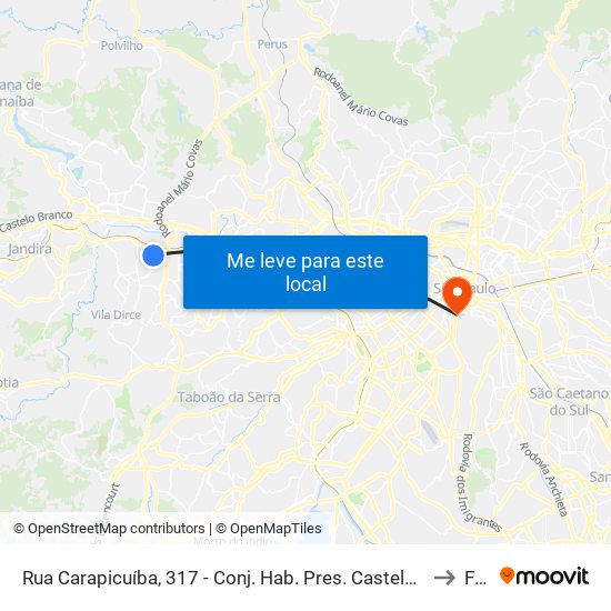 Rua Carapicuíba, 317 - Conj. Hab. Pres. Castelo Branco, Carapicuíba to Fmu map