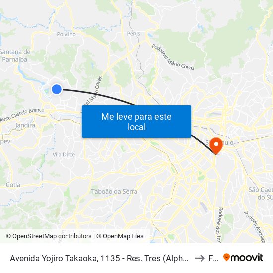 Avenida Yojiro Takaoka, 1135 - Res. Tres (Alphaville), Santana de Parnaíba to Fmu map